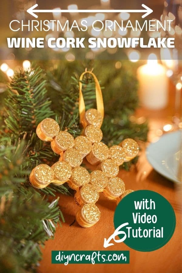 Glittery Wine Cork Snowflake Christmas Ornament - DIY & Crafts