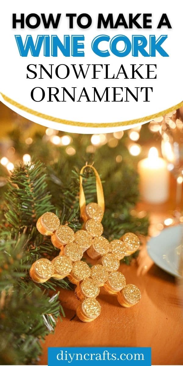 Glittery Wine Cork Snowflake Christmas Ornament - DIY & Crafts