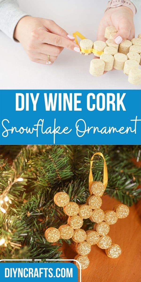 Glittery Wine Cork Snowflake Christmas Ornament - DIY & Crafts