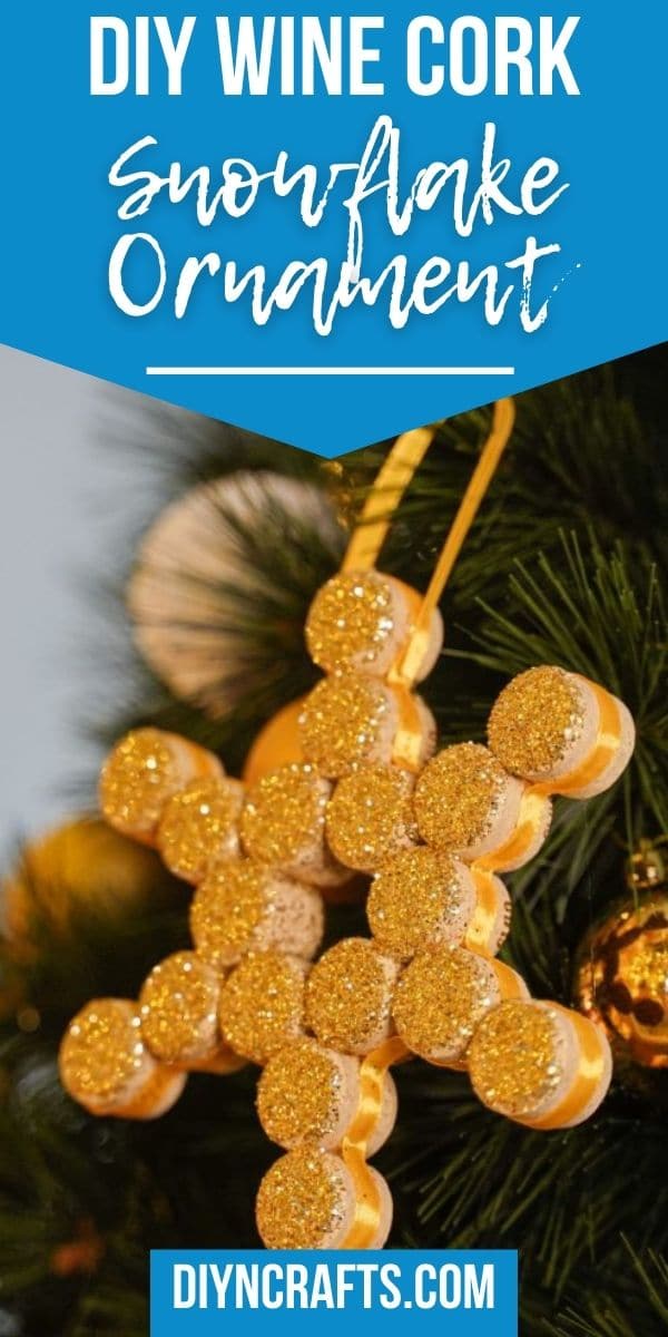 Glittery Wine Cork Snowflake Christmas Ornament - DIY & Crafts