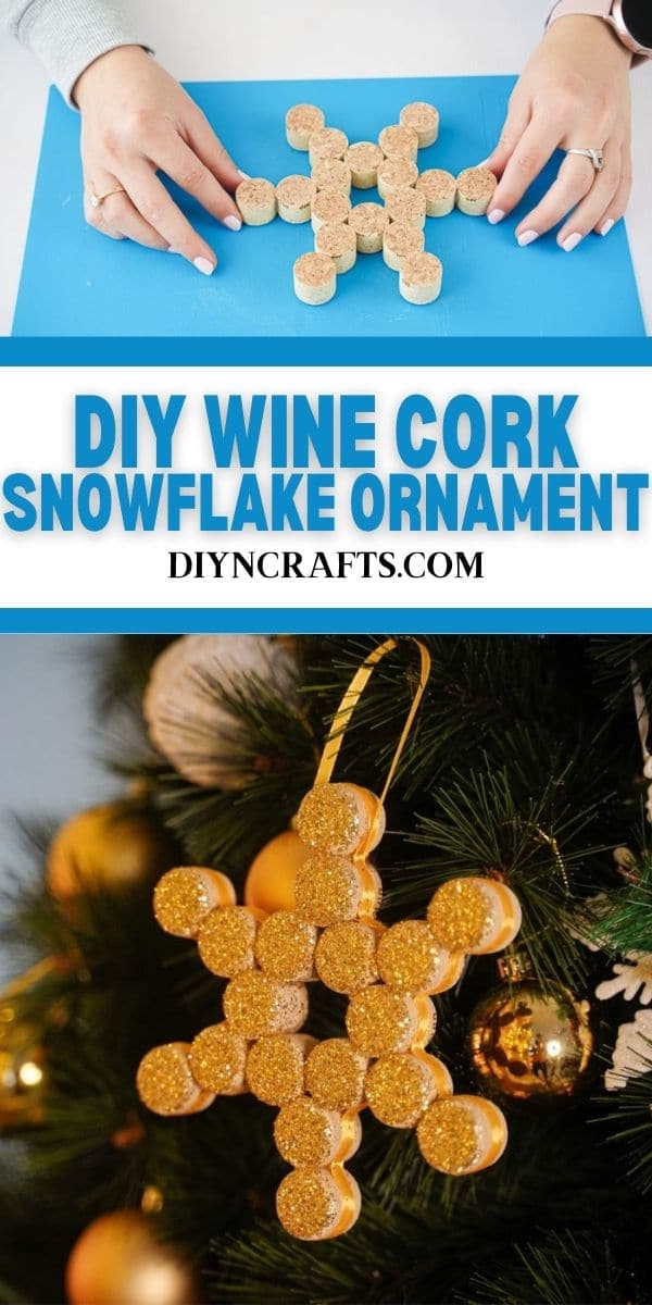 Glittery Wine Cork Snowflake Christmas Ornament - DIY & Crafts