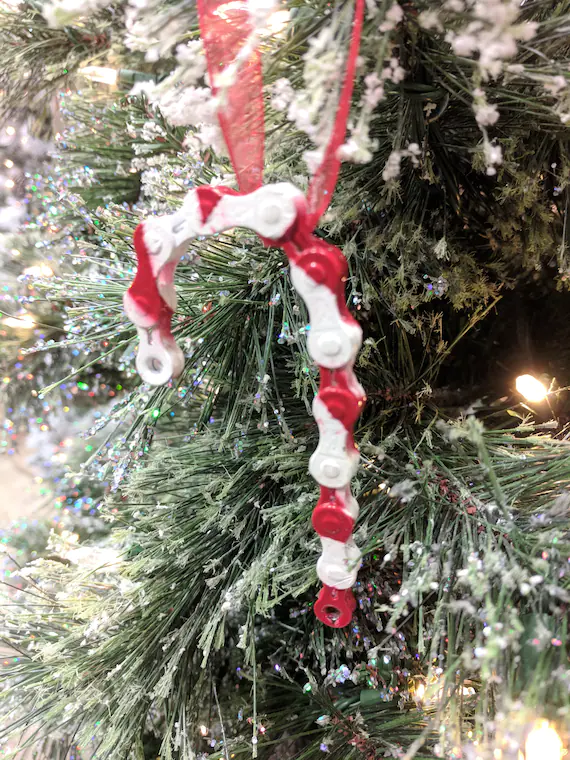 Candy Cane Christmas Ornament From Recycled Bicycle Chain | Etsy