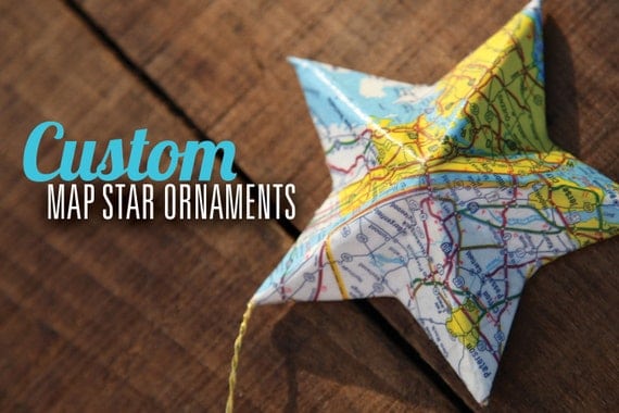 Custom Vintage Map Covered Star Ornament Home Decor 3 | Etsy