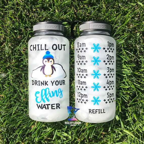 Penguin Motivational Water Bottle Tracker Bottle | Etsy