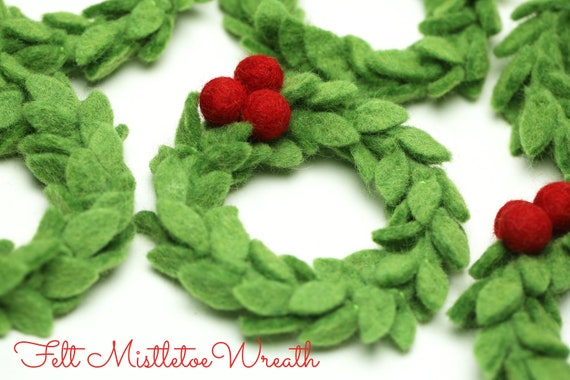 Felt Wreath Felted Mini Wreath Felted Wreath Mistletoe | Etsy