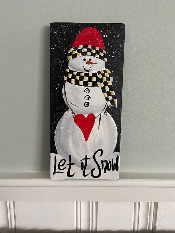 Hand Painted Wood Snowman Sign Painted Wood Decor Painted | Etsy