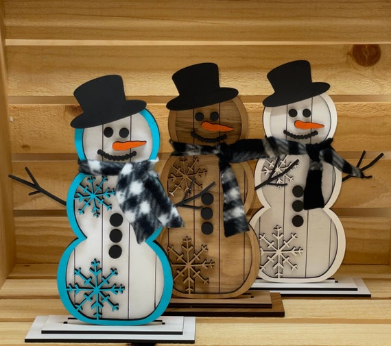 Wood Painted Free Standing Snowman Decor Sign Winter | Etsy