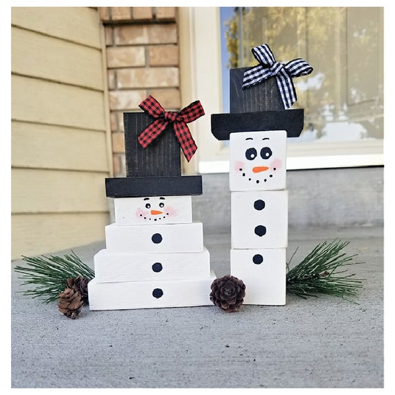 Small Wood Snowman Christmas Shelf Decorations Tier Tray | Etsy