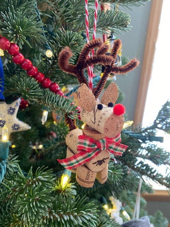 Reindeer Wine Cork Ornament | Etsy