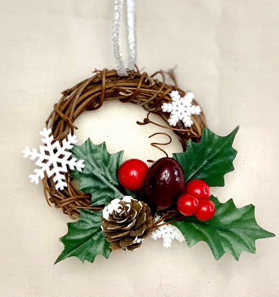 Mini Wreath Ornaments Holly | Etsy