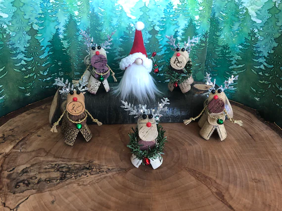 Wine Cork Reindeer & Santa | Etsy