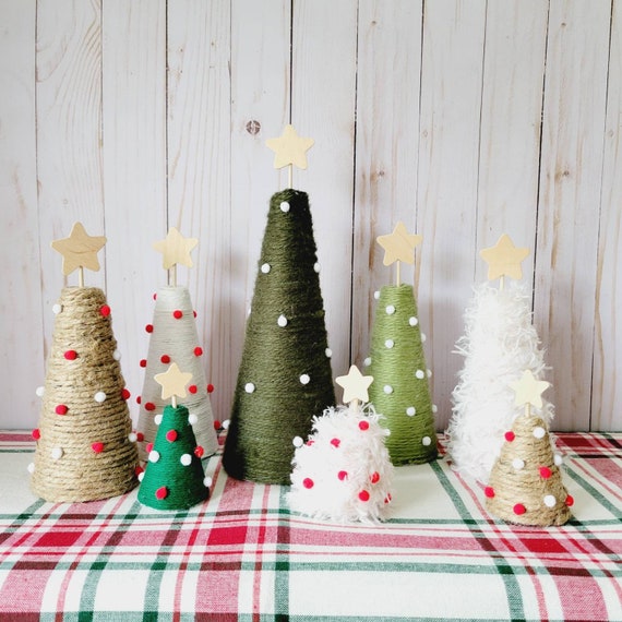 Yarn Christmas Trees Christmas Decor Vintage Christmas | Etsy