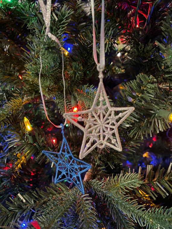 Embroidered Star Ornaments | Etsy