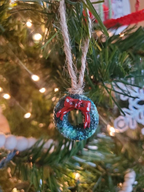 Mini Wreath With Bow Tree Ornament | Etsy