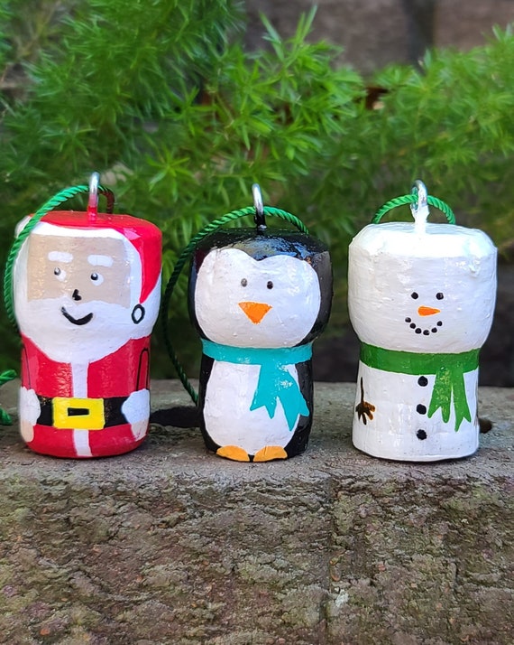 Set of 3 Combo Christmas Ornaments Snowman Santa & Penguin | Etsy