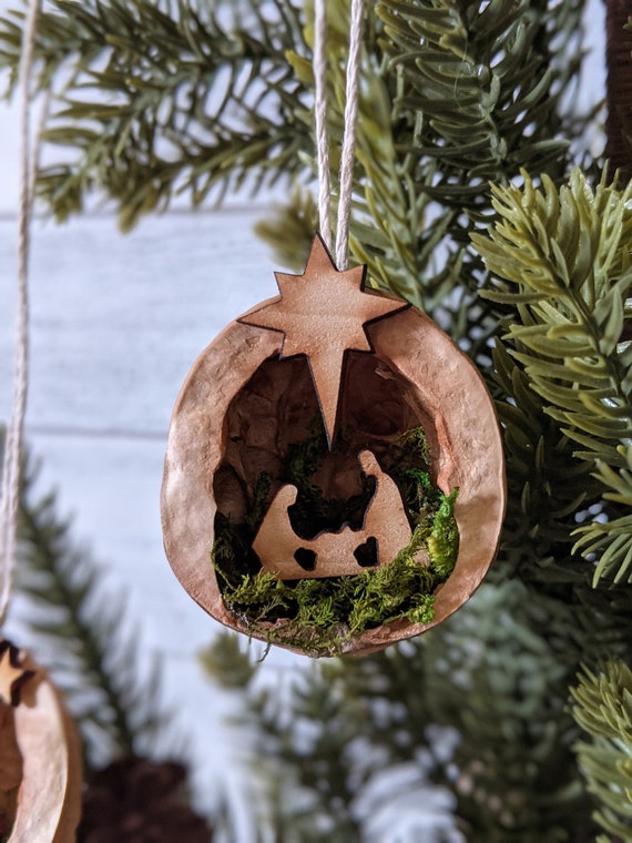Walnut Shell Nativity Ornament | Etsy