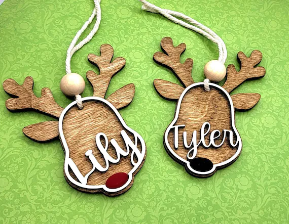 Personalized Christmas Stocking Tags Reindeer Tags | Etsy