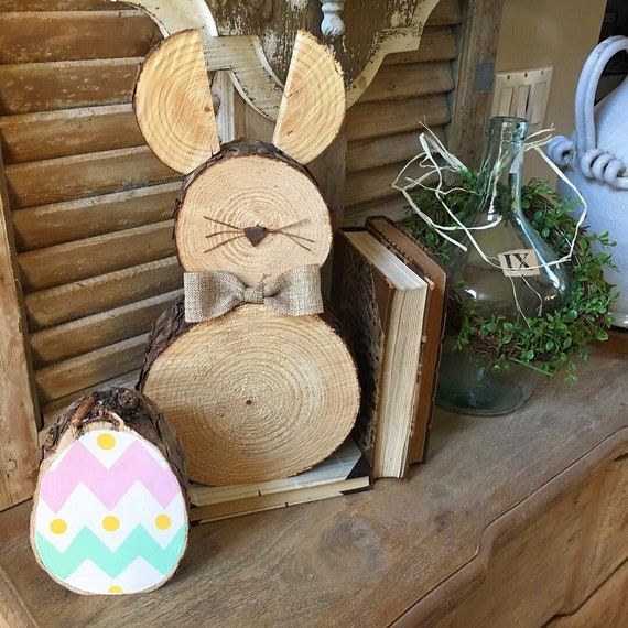 Wood Slice Easter Bunny | Etsy