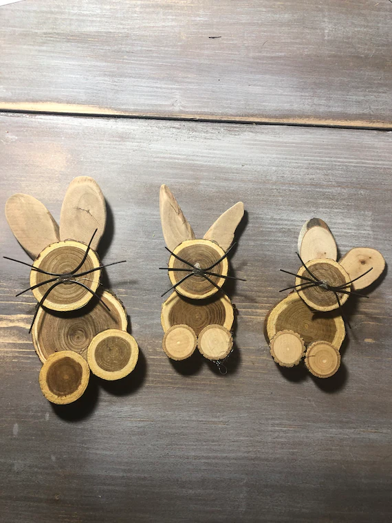 Wood Slice Bunnies Set of 3 | Etsy