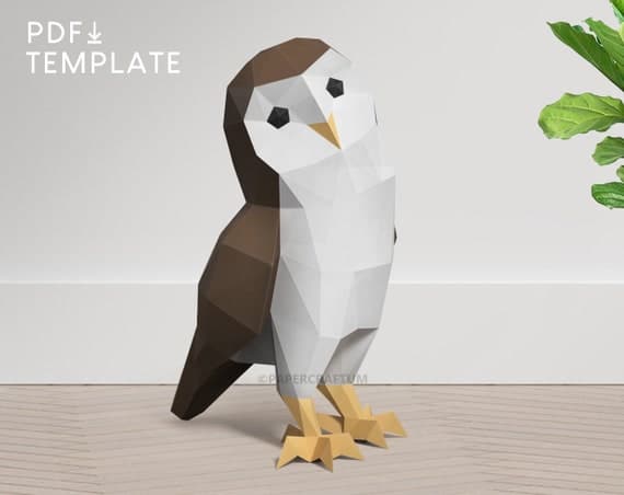 Owl Papercraft Owl DIY Kit Bird Papercraft 3D Owl DIY Owl | Etsy