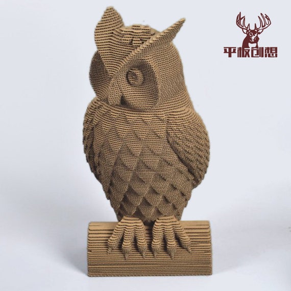 Owl Girl DIY Cardboard Sculpture DIY Papercraft 3D Wall | Etsy
