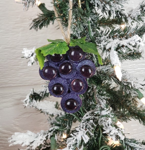 Dark Purple Cork Grape Wine Bottle Ornament Grape Ornament | Etsy