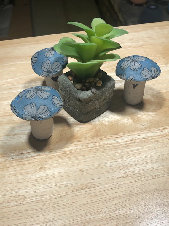 Set of Three Artisan Pottery Wine Cork Scandi Design Mushrooms | Etsy