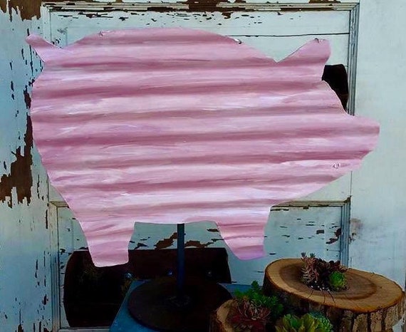 Corrugated Tin Pig / Rustic Tin Pigs / Rustic Tin Farm Decor / | Etsy