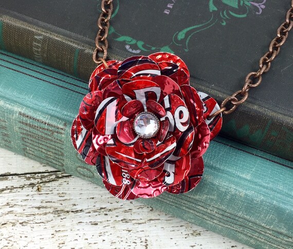 Dr Pepper Rose Necklace. Recycled Soda Can Art. Dr Pepper. | Etsy