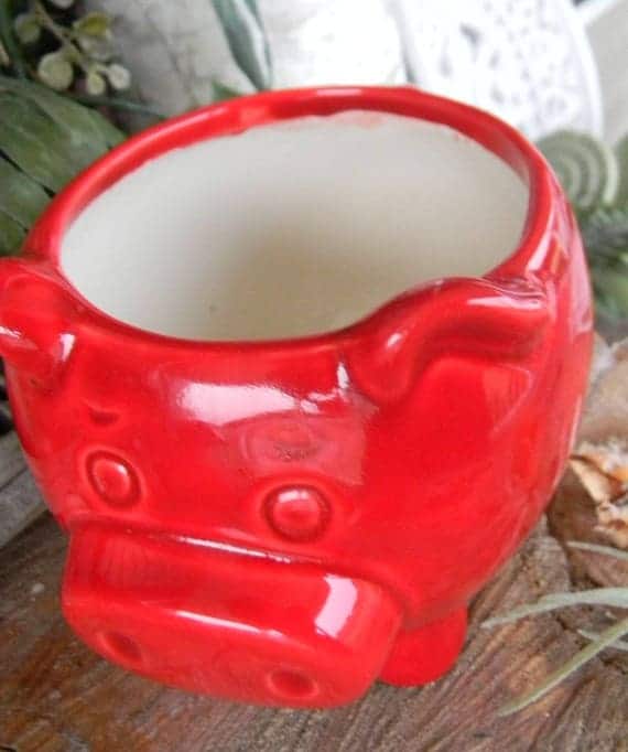 Pig Mug or Planter Ceramic Glazed Red Hot Piggy | Etsy