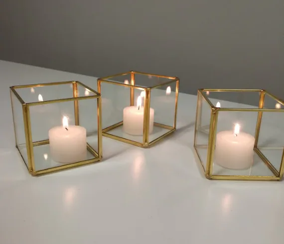 2.8 Glass Votive Geometric Terrarium Wedding Table | Etsy