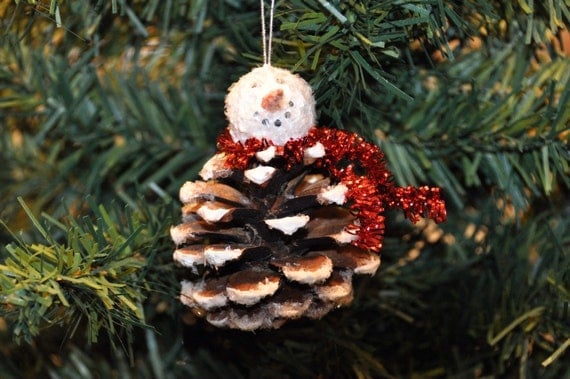 Pinecone Snowman Ornament | Etsy