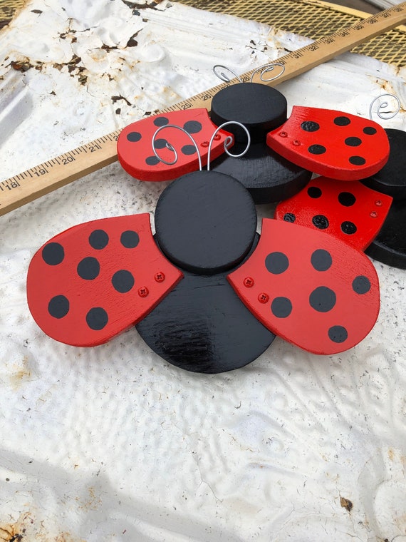 Whimsical Wood Ladybug Art Folk Art Ladybug Yard Art Garden | Etsy