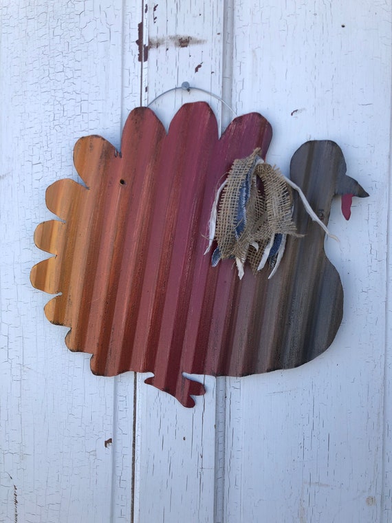 Corrugated Tin Turkey / Rustic Tin Turkey / Tin Thanksgiving | Etsy