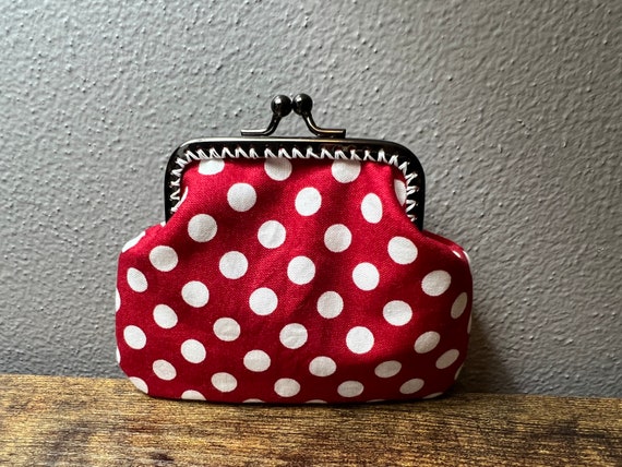 Red and Ivory Polka Dot Coin Purse | Etsy