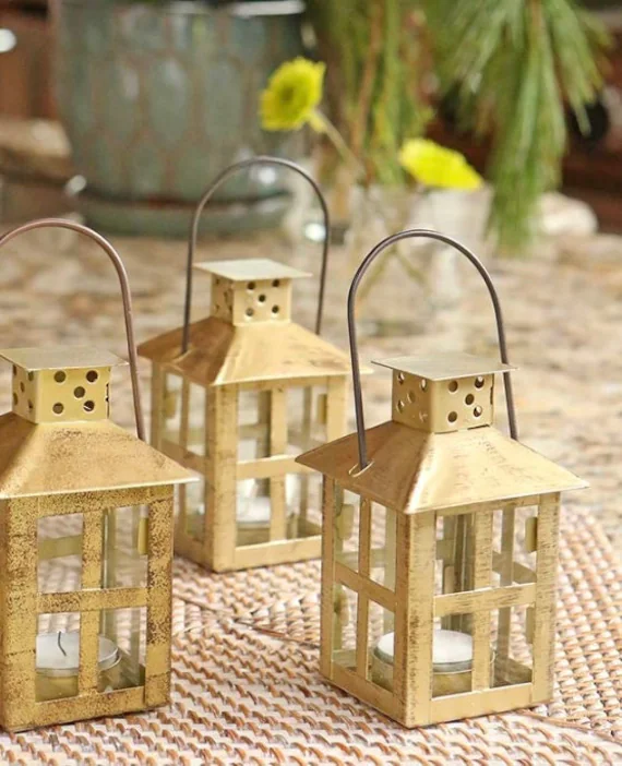 Set of 12 Gold Metal Mini Lanterns Wedding Favor Golden | Etsy