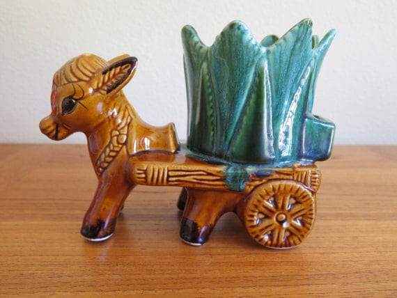 Vintage Ceramic Donkey Cart Planter 1960s Mexican Style | Etsy