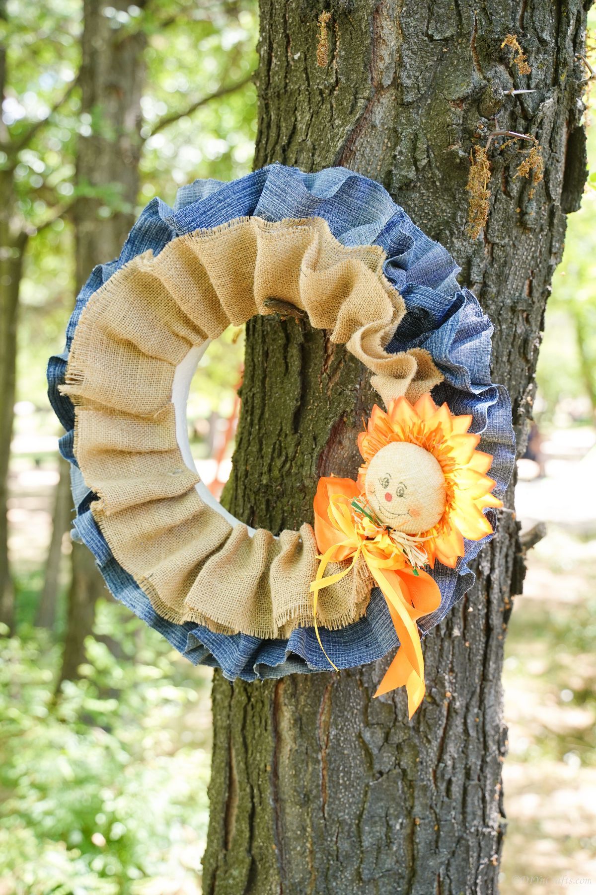 fall wreath on tree
