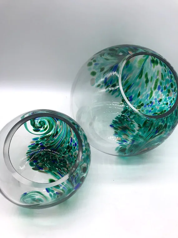 WATER Teal and Blue Globe Glass Terrarium 10 or - Etsy