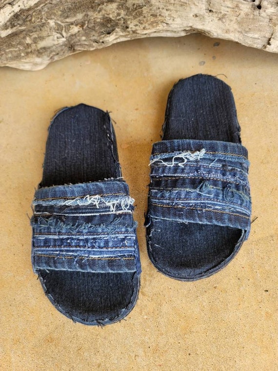 Custom Denim Slides Denim Sandals - Etsy