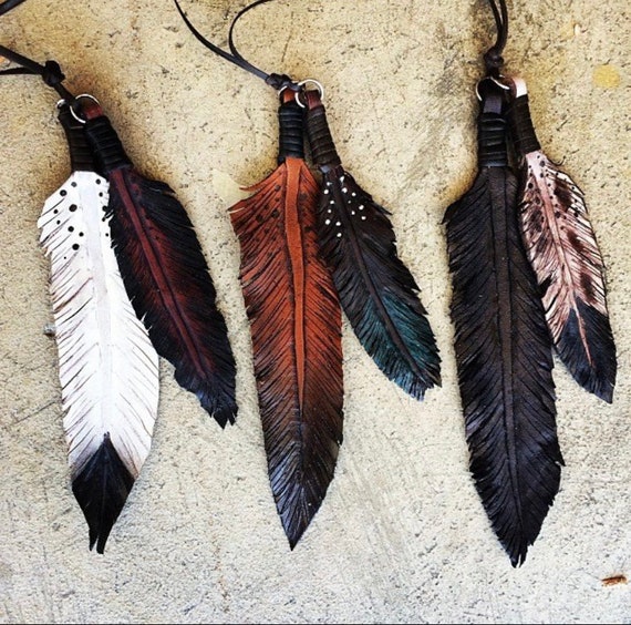 Hand Tooled Leather Feather Keychain - Etsy