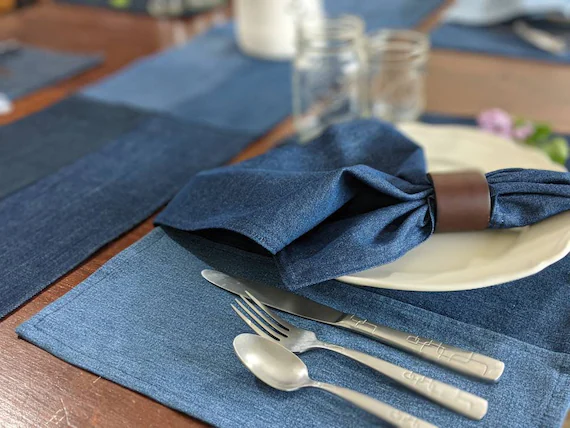 Denim Placements Jean Placemats Repurposed Jeans Table - Etsy