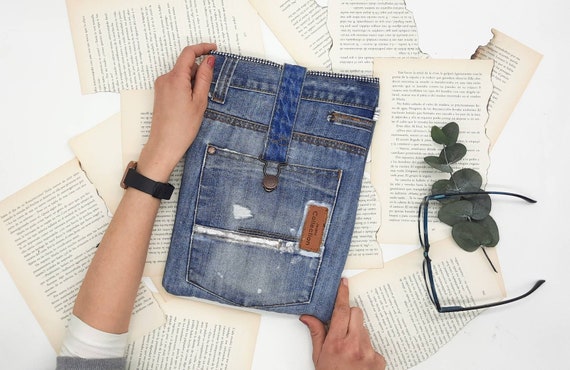 Book Cover Book Sleeve Padded Book Cover Denim Book - Etsy