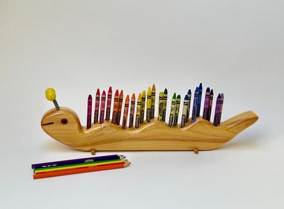 Vintage Wooden Caterpillar Crayon Holder 24 Piece sold - Etsy