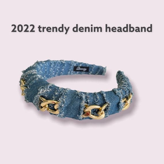 2022 Trendy Denim Gold Chains Headband Blue Jeans Headband - Etsy