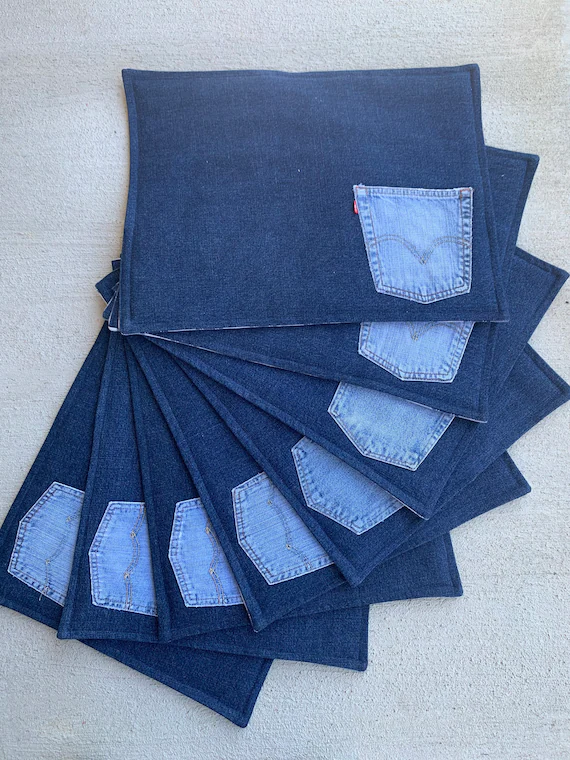 Set of 8 Jeans Denim Pocket Placemats Large Size levis. - Etsy