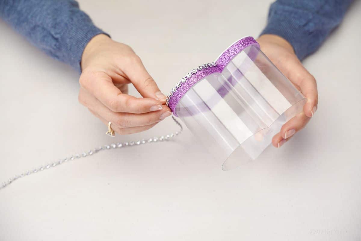 gluing beads to outside of heart