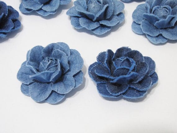 5 Pieces of Denim Flowers Flower to Decor Hats or Shoes or - Etsy