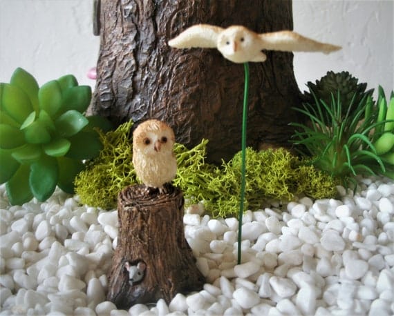 Set of 2 Owls Tiny Mouse Fairy Garden Terrarium Mini - Etsy