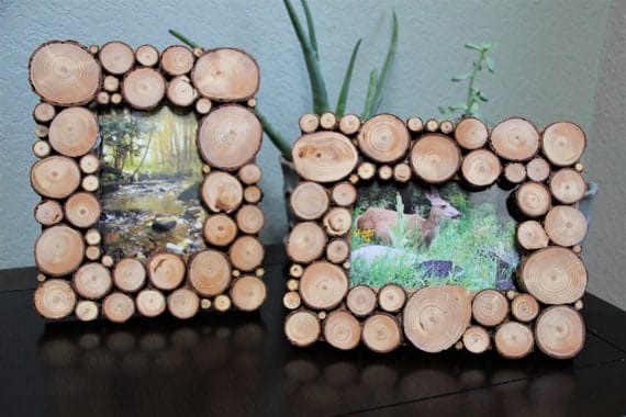 Rustic Picture Frame With Beetle Kill Pine Wood Slices Real - Etsy